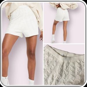 Topshop New Sweater Shorts Cable Knit High Waist Shorts Cream M 8-10